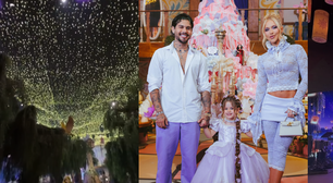 R$ 250 mil em bolo de 1 tonelada, céu com 300 mil luzes e torre da Rapunzel: filha de Virgínia e Zé Felipe, Maria Flor ganha festão de 4 anos com vestido de princesa e lanternas flutuantes; veja 35 fotos!