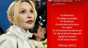 Madonna compartilha publicação em apoio a Lula: 'Vote 13'