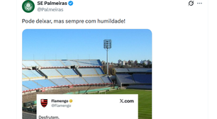 Palmeiras recupera post do Flamengo e provoca após eliminação do clube carioca: 'Sempre com humildade'