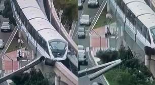 VÍDEO: Guindaste cai nos trilhos do monotrilho e atinge trem da Linha 15-Prata em SP
