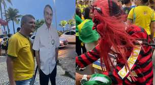 Apoiadores de Flávio caracterizam Lula como 'Satanás acorrentado' em ato no Rio