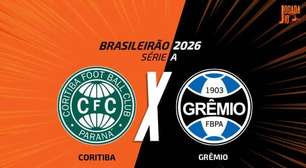 Coritiba x Grêmio: onde assistir, escalações e arbitragem
