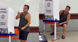 Leonardo chama atenção ao votar de bermuda e chinelo: 'Pensei que ele ia jogar videogame'