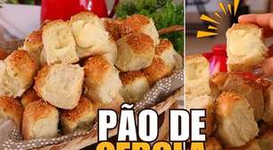 Pão bolinha de cebola recheado com muçarela super fofinho, para aquele lanche dos sonhos