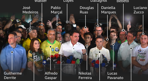 Quem estava ao lado de Flávio Bolsonaro no discurso da derrota