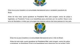 Erro no brasão do Brasil e autoproclamação como presidente: entenda as três versões da carta de Flávio Bolsonaro enviadas dos EUA