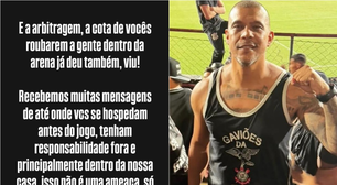 Presidente de organizada do Corinthians faz post com ameaça à arbitragem antes de jogo: 'Sei onde hospedam'