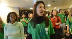 Em ensaio, grupo canta hino da Jornada Mundial da Juventude