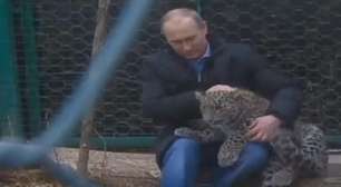 Putin visita jaula de leopardo em Sochi, na Rússia