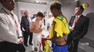 Neymar e Modric trocam camisas e abraços após amistoso