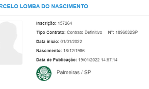 Novo goleiro do Palmeiras, Marcelo Lomba é registrado no BID da CBF