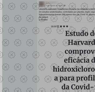 É falso que estudo de Harvard comprovou que hidroxicloroquina é eficaz contra Covid-19