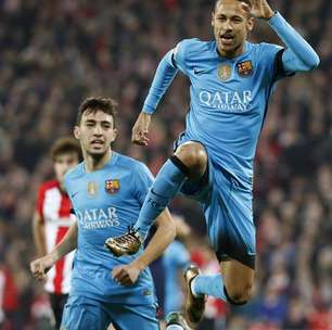 Sem Messi e Suárez, Neymar marca e deixa Barça perto de vaga