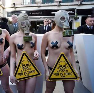 London Fashion Week começa com protesto seminu do Peta