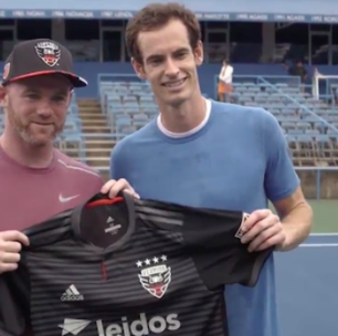 Wayne Rooney e Andy Murray batem bola antes do Washington Open