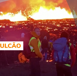 Erupção de vulcão vira atração para turistas na Islândia