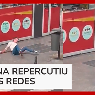Homem 'briga' com lata de lixo na Espanha, e vídeo viraliza