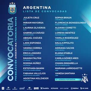 Pré-convocação da Argentina para o Mundial feminino tem jogadoras de Santos e Palmeiras