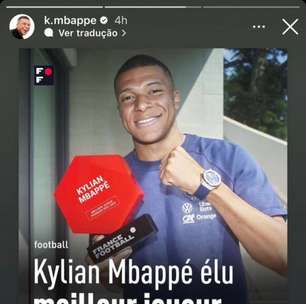 Mbappé recebe prêmio de melhor francês da temporada e agradece: "Sempre um prazer"