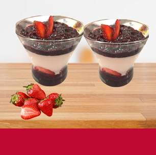 Mousse de Morango, com a fruta e gelatina, fácil #diadospais