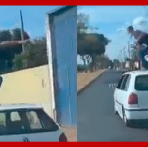Motorista larga direção e 'surfa' em teto de carro em movimento em Minas Gerais