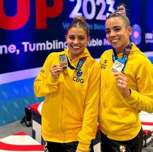 No trampolim, Camilla Gomes e Alice Hellen faturam a medalha de prata na Copa do Mundo