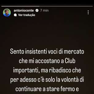 Antonio Conte nega rumores sobre assumir o Napoli: "Quero seguir parado e com minha família"