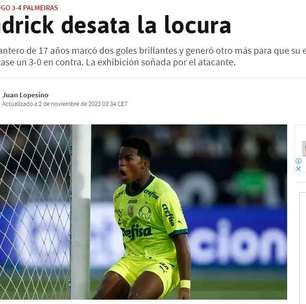 Jornais espanhóis enaltecem atuação de Endrick em virada do Palmeiras: "Noite dos sonhos"