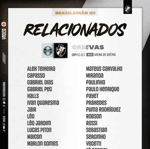 Sem Erick Marcus e Medel, Vasco divulga relacionados para pegar o Grêmio pelo Brasileirão