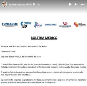 Zé Neto, dupla de Cristiano, começa novo tratamento após acidente