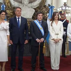 Bolsonaro, Michelle e Mauro Vieira cumprimentam Milei; assista