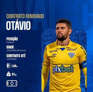 Avaí anuncia renovação de contrato do goleiro Otávio até o fim de 2025