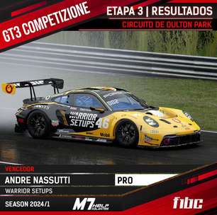 F1BC GT3 Competizione: Andre Nassutti vence corrida com chuva em Oulton Park