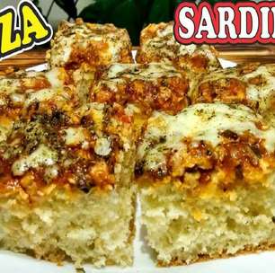 Pizza de sardinha com massa bem leve e fofinha para saborear no lanche ou jantar