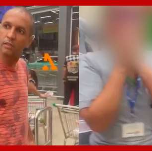 Homem joga moedas no rosto de caixa de supermercado, e mulher desmaia; vídeo mostra confusão