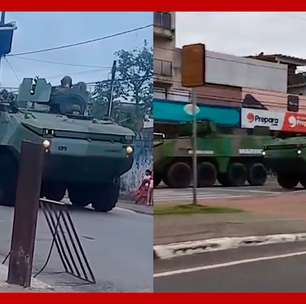 Tanques de guerra são vistos em ruas no litoral de SP