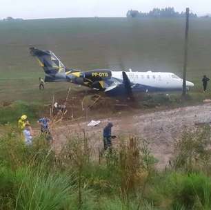 Avião da Cimed sai da pista após pouso no Rio Grande do Sul; veja vídeo