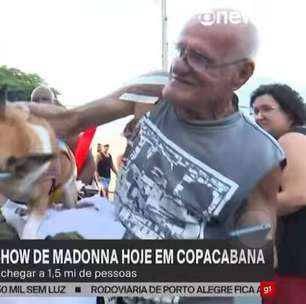 Cadela vestida de Madonna morte repórter da Globo ao vivo; assista