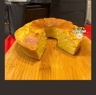 Bolo de fubá de liquidificador, medido no copo, na Airfryer