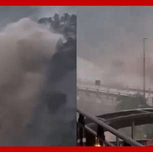 Cachoeira parece 'explodir' sobre cidade após chuvas torrenciais na Itália