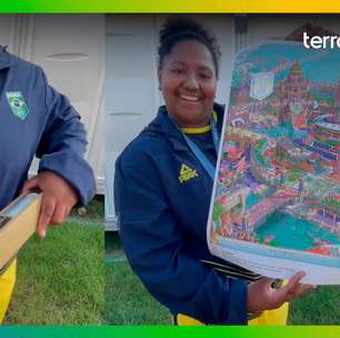 Bia Souza faz 'unboxing' de caixa misteriosa que ganhou com medalha olímpica: 'Lindo'