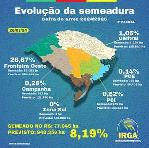 Fronteira oeste gaúcha lidera semeadura do arroz