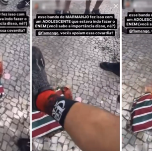 Torcedores do Flamengo botam fogo em mochila com estampa do Fluminense de estudante que estava a caminho do Enem