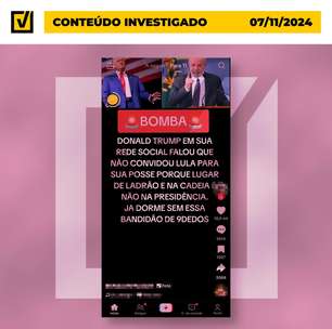 Trump não postou que não convidaria Lula para sua posse 'porque lugar de ladrão é na cadeia'