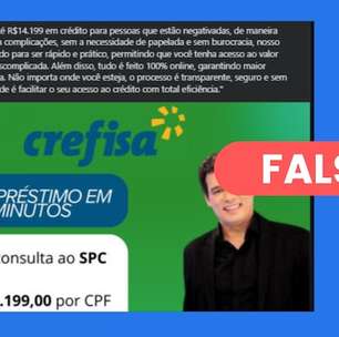 Anúncio falso de empréstimo facilitado da Crefisa direciona usuário a site fraudulento