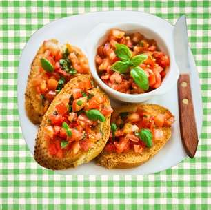 Da Itália: bruschetta com tomate fresco e manjericão, fácil