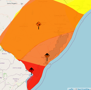 Atenção! 5 Alertas simultâneos de "Perigo Potencial" a "Grande Perigo" atingem o RS