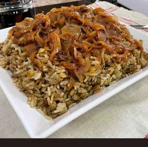 Mjadra tradicional: receita árabe de arroz com lentilhas