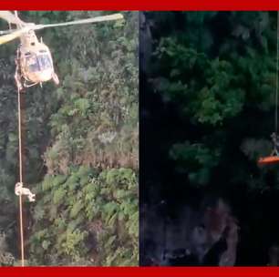 Canoísta é resgatado por helicóptero após cair de cachoeira em cânion de SC