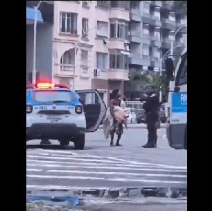 No Flamengo, morador de rua é flagrado carregando tartaruga marinha